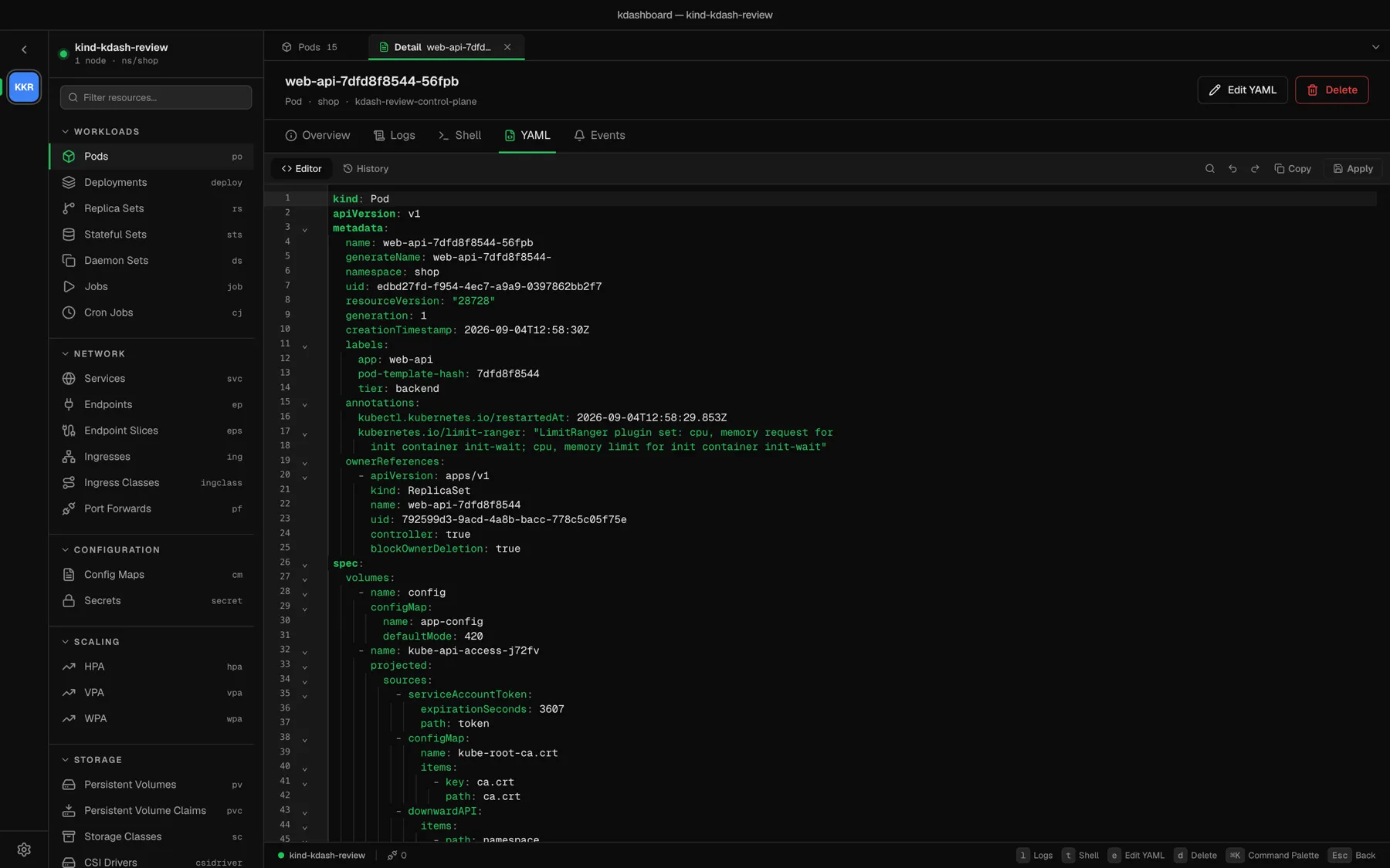The YAML editor